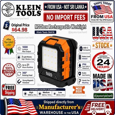 Klein Tools 56416 MODbox Rechargeable LED Worklight 1000 Lumens USB-C New in Box
