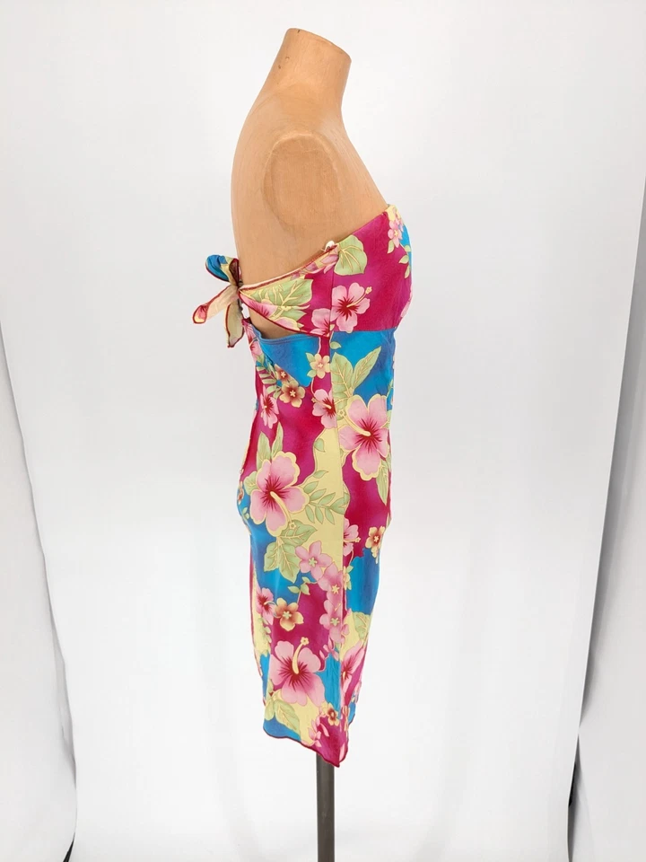 Mini Vestido Vintage Y2K Chesley Sin Tirantes Floral Lazo Estampado Tropical Pequeño Foto 3 de 4