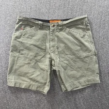 Jesse James Shorts Mens 42 Green Carpenter Utility Workwear Faded Duck Canvas