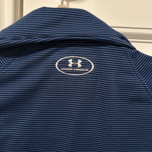 Under Armour XS Blue With Black Stripes Semi Fitted Half Zip - Picture 3 of 12