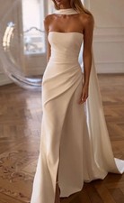 MISSACC Strapless Bridal Gown, mermaid with slit and neck scarf. Size 4.