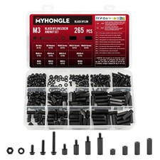 M3 Abstandshalter Set Kunststoff 265 Stück für PCB Elektronik Schwarz