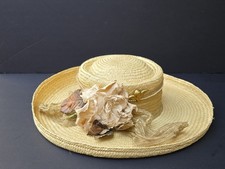 Sonni San Francisco Millinery Straw Derby Hat with Angel Pin and Flower