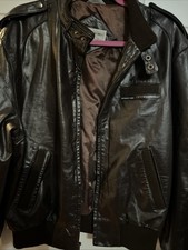 BEAUTIFUL Members Only Vtg 80s 90s Dark Brown Cafe Racer Leather jacket coat 42