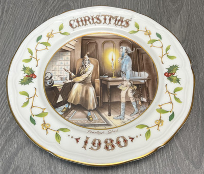 Vintage Aynsley Christmas Plate 1980 Marley's Ghost A Christmas Carol Decorative