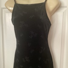 Vintage velvet little black dress Sz S All That Jazz beaded EUC stretchy LBD