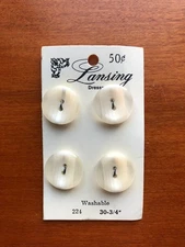 Set of 4 Clear-White-Beige Round Buttons 3/4" Wide by Lansing - Sew Through