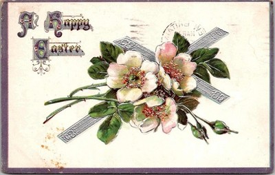 A Happy Easter Floral Design Printed in Germany Postcard
