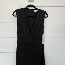 Calvin Klein Women’s 4 Black Metallic Sparkle Long Dress New