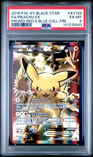 2016 POKEMON XY BLACK STAR PROMO #XY124 FULL ART/PIKACHU EX PSA 6