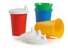 VTG Tupperware Sippy Cups 6-oz. Bell Tumblers and Sipper Seals Set of 4 New