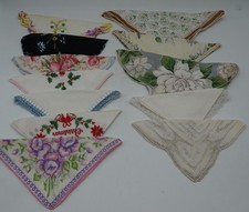 Vintage Handkerchief Lot of 12 Assorted Floral Crochet Lace Embroidered Hankies