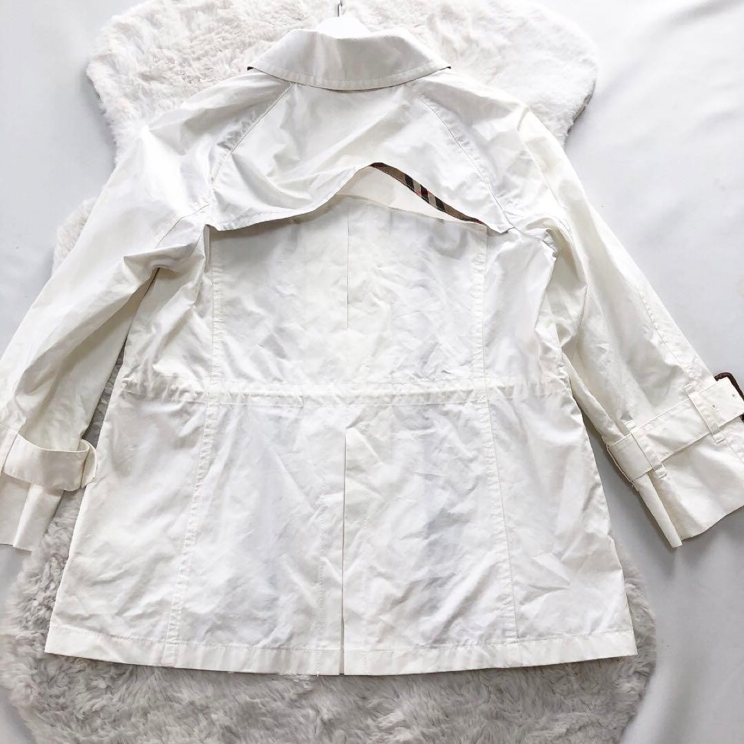 Women's Size L White Trench Coat Jacket by BURBERRY in Cotton thumbnail 5
