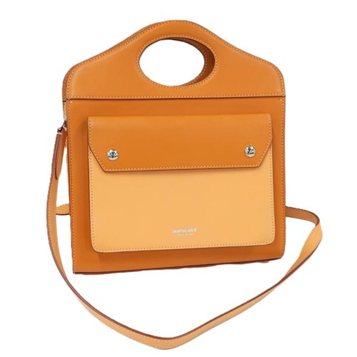BURBERRY 2 Way Bag Leather Orange Used SKAI-0