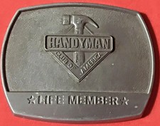 HANDYMAN CLUB OF AMERICA Lifetime Member 1995 Vtg Belt Buckle 3.25 x 2.5 Pewter