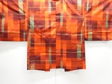 7634618: JAPANESE KIMONO JAPANESE HAORI / TSUMUGI / WOVEN GRID
