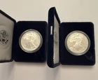 2 - 1995 & 96 US Silver American Eagle One Ounce Proof Coins w/ Box & COA