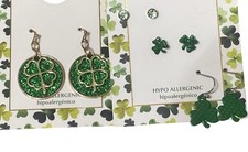 Lot Of St Patrick's Day Clover Themed Earrings Earring Lot Of 4 NWT
