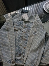 Alexander Wang Falling Back Pebble Beach Logo Print Women's Denim Jacket Size M