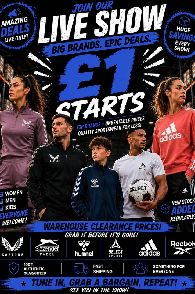 £1 STARTS - BRANDED SPORTSWEAR & FASHION FOR MEN, WOMEN & KIDS