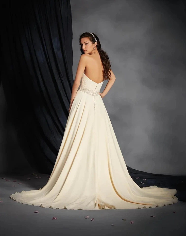 Alfred Angelo Champagne Embellished Strapless Wedding Gown Size 14 $1599 - Image 2 of 2