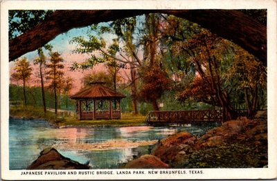 #ad Japanese Pavilion Landa Park New Braunfels TX Scenic Bridge C.T. American Art $7.95