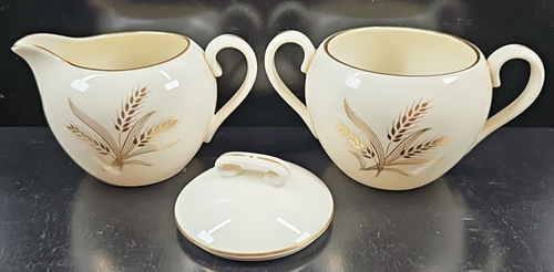 3 Pc Lenox Wheat Cream Sugar Lid Set Vintage Elegant Floral Gold Serving USA Lot - Picture 7 of 24