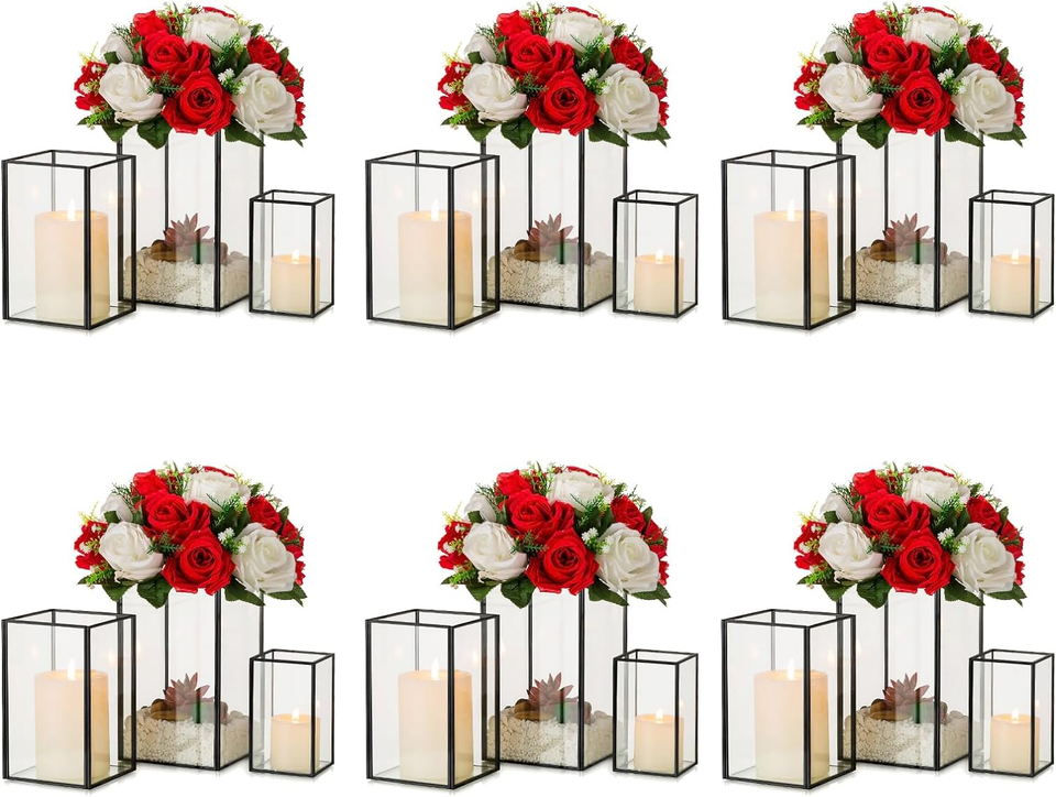 Glass Hurricane Candle Holder 18Pcs Black Hurricane Candle Holders