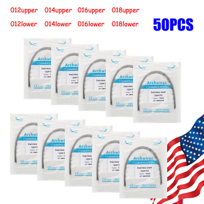 50Pcs Dental Orthodontic Arch Wire Stainless Steel Round Use For Bracket Braces