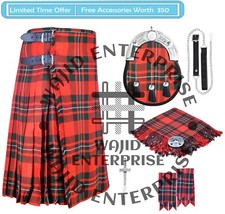Scottish Men's Traditional Clan MacGregor Tartan 8 Yard KILT - 6 PCS Kilt Deal