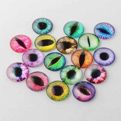 20 Dragon Eye Glass Cabochons 25mm Glass Domes Flatbacks Assorted Lot BULK - Picture 1 of 1
