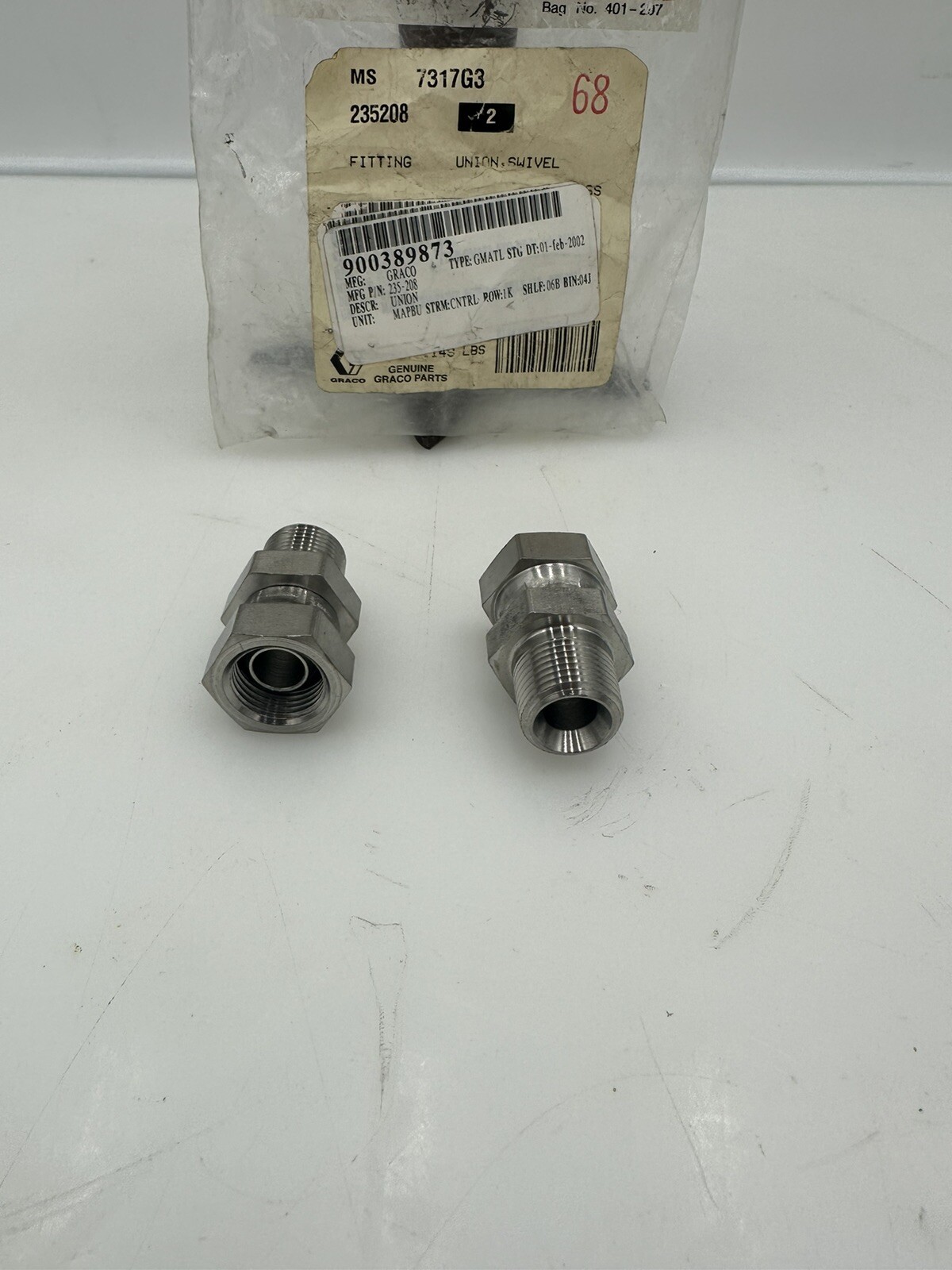 GRACO 235208 Fitting Union Swivel 3/8MNPT X 3/8FNPSM SST Stainless ...
