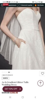 David's Bridal size 8 Gradient Glitter Tulle Wedding Dress NEVER WORN | eBay