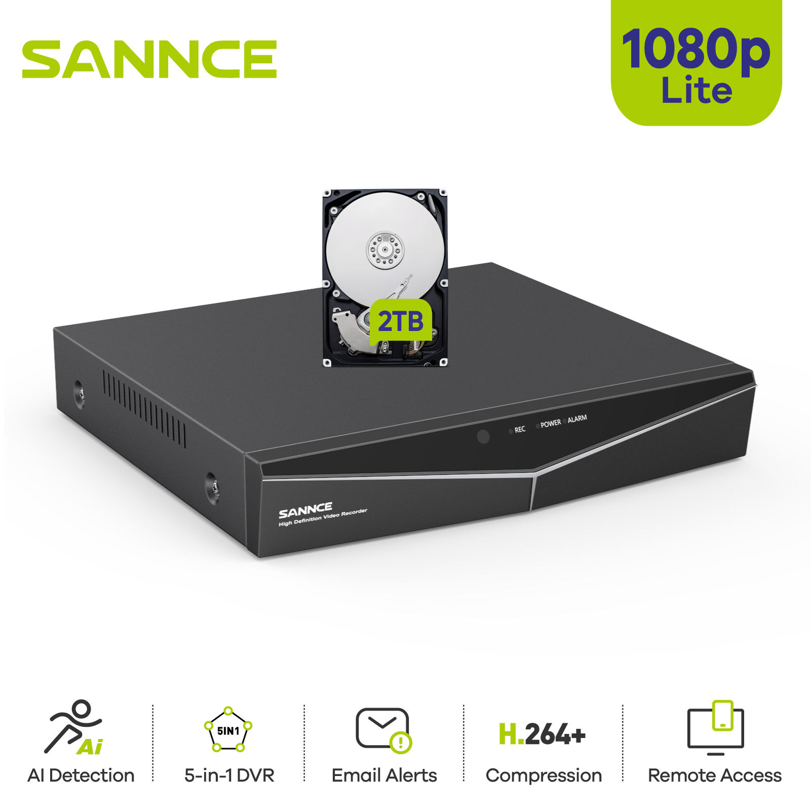SANNCE 16CH 5IN1 HD 1080P HDMI Security Video Recorder for C