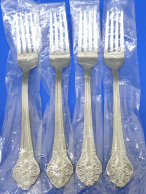 4 - Reed & Barton ELEGANTE Select Glossy Stainless Korea Flatware DINNER FORKS
