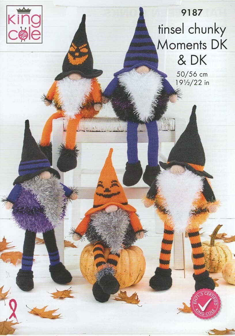 King Cole Gonks Knitting Pattern 9187 - Tinsel Chunky, Moments DK, Halloween - Image 3