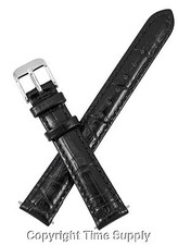 14 mm BLACK LEATHER WATCH BAND CROCO WITH SPRNG BARS