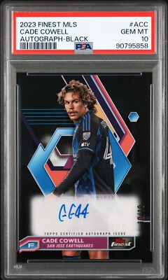 2023 Topps Finest MLS Cade Cowell Black Refractor Auto /10 PSA 10 Gem Mint Pop 2