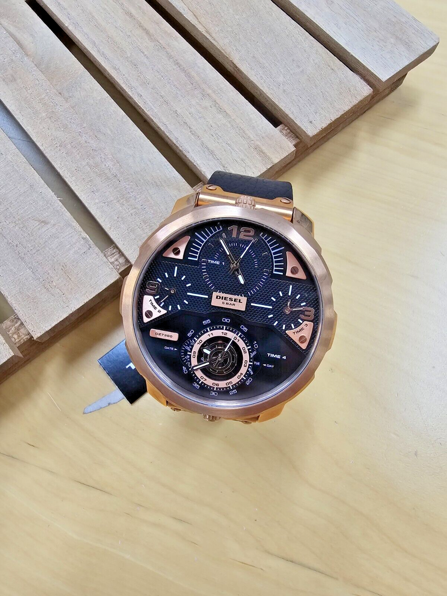 DIESEL Timeframe 55 mm Black / Rose Gold Rubber Men's Watch