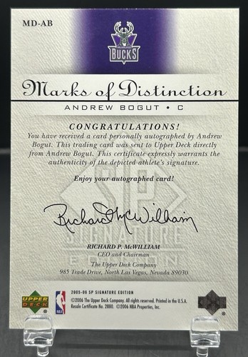 2005-06 SP Signature Marks Of Distinction Andrew Bogut Rookie Auto 2/40! - Picture 2 of 2
