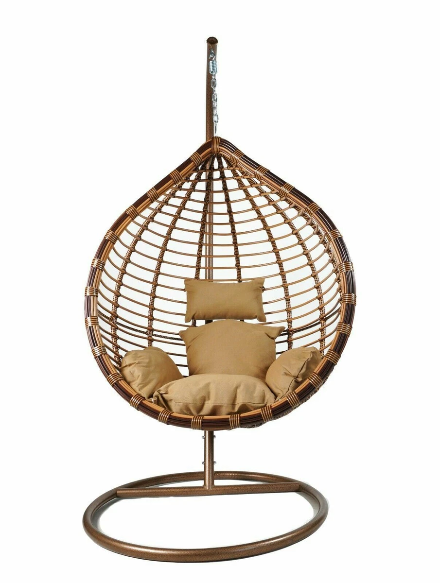 Chestnut Rattan Swing Hanging Egg Chair For Patio Garden Indoor