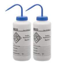 2PK Sodium Hypochlorite (Bleach) Wash Bottle, 1000mL - LDPE - Eisco Labs