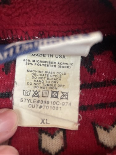 Art Unlimited Made In USA Full Zip Fleece Mens Size XL Buffalo Red Jacket - Picture 6 of 11