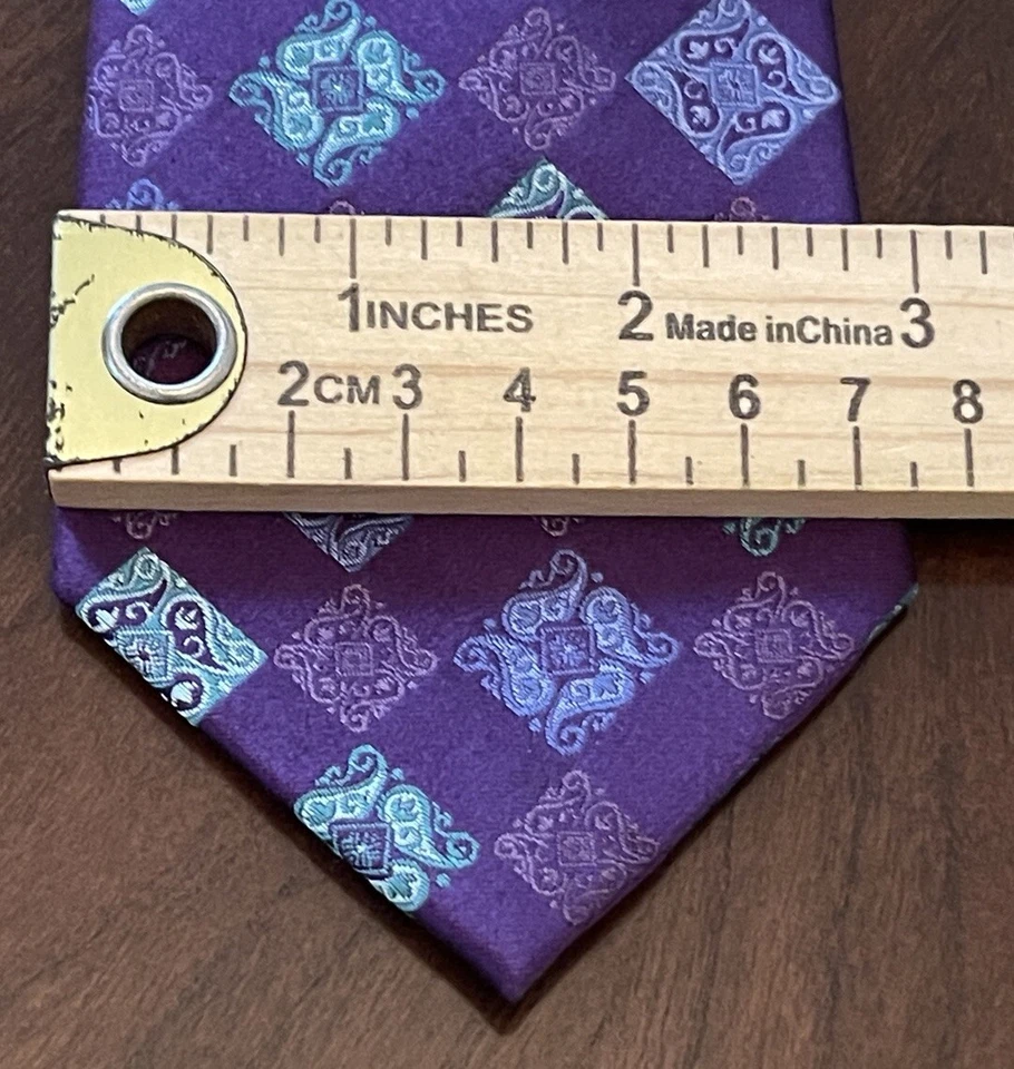 Tallia Purple Blue 100% Silk Men’s Neck Tie Made In China - Image 4 of 4