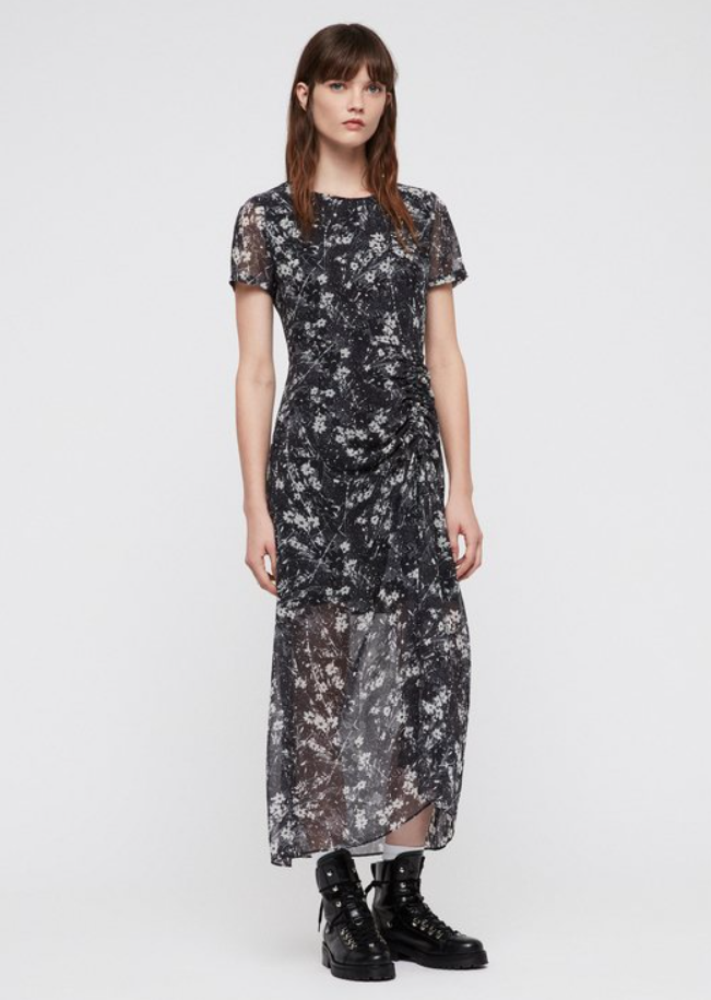 NEW ALLSAINTS Ariya Lisk Dress in Black Multi Size #D5868