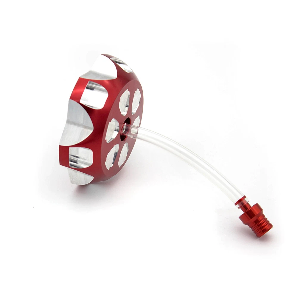 Cubierta de tapa de tanque de combustible de gasolina Billet roja para motocicleta Yamaha YFM 700R 2008-2017 Foto 3 de 4