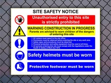 Construction Site Buidling Site Safety Notice - 5mm Heavey Foamex Plastic  - SS5