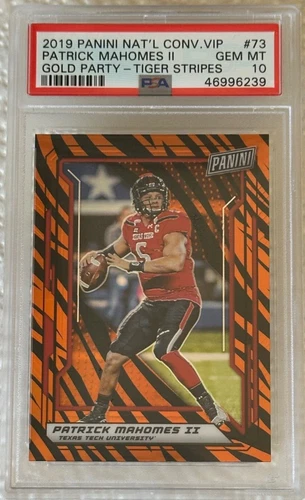 2019 PANINI NATIONAL CONVENTION GOLD PARTY TIGER STRIPES PATRICK MAHOMES PSA 10
