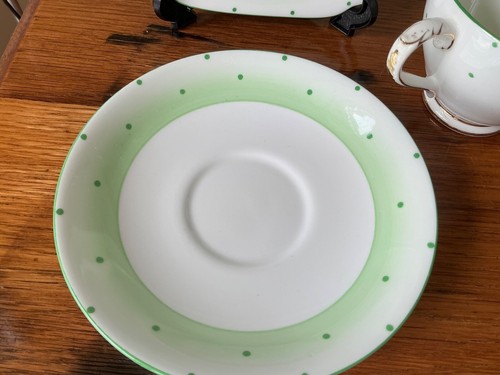 Vintage 50’s Bell , England, trio, cup, saucer & plate, green polka dots - Picture 4 of 6