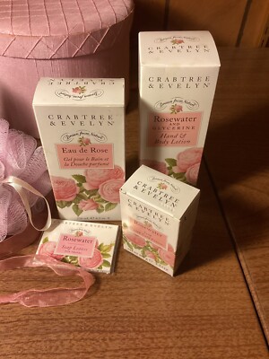 Crabtree & Evelyn Rose Water And Glycerine Boxed Gift Set~New! | eBay